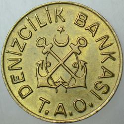 DENİZCİLİK BANKASI T.A.O. ŞEHİR HATLARI İŞLETMESİ VAPUR JETONU 20 mm. ÇİLALTI