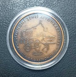 GASTRONOMİ ŞEHRİ AFYONKARAHİSAR BRONZ HATIRA PARASI / SERTİFİKALI