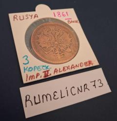 Rusya-3 Kopeck-1861-ll.Alexander-Bakır-ÇT