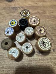 Antika  Ören bayan Orijinal Koleksiyonluk Dikiş Makaraları  Ahşap 11 Adet Plastik 2 Adet