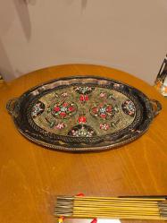 Antika Mine İşçilikli Bakır Tepsi