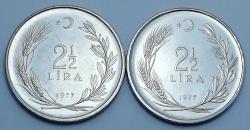 1977 Yılı 2.5 Lira Herkese Ekmek ve Konut Ters-Düz Takım