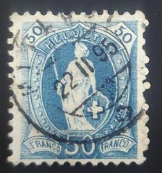 İsviçre 1882, Ayakta Duran Helvetia, 50c, damgalı