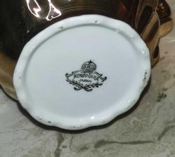 19777-MADE IN JAPAN DAMGALI FRAGONARD ALTIN YALDIZ PORSELEN DEMLİK+SÜTLÜK