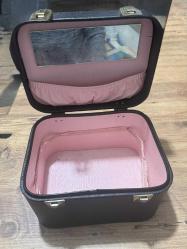 Vintage Fransız tarzı makyaj çantası, siyah vinil seyahat çantası, sert deri 24x17x15 cm