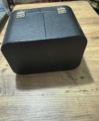 Vintage Fransız tarzı makyaj çantası, siyah vinil seyahat çantası, sert deri 24x17x15 cm