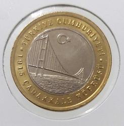 2022 ÇANAKKALE KÖPRÜSÜ 1915'TE YAPILMASININ ANISINA 1 TÜRK LİRASI ÇİL ÇÇÇ2AA1