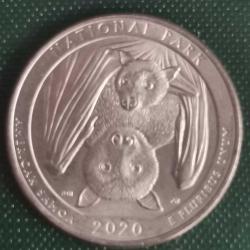 AMERİKA  2020  P  25 CENT  ÇEYREK DOLAR  HATIRA Güzel Amerika Çeyrekleri - Amerikan Samoası Ulusal Parkı