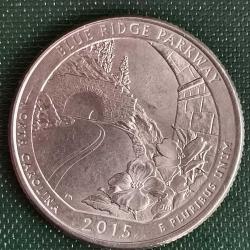AMERİKA  2015  P    25 CENT  ÇEYREK DOLAR   HATIRA Güzel Amerika Çeyrekleri - Mavi Ridge Park Yolu