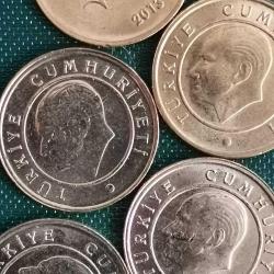 TÜRKİYE   2013 -14 -15- 17 - 18  1   KURUŞ  ÇİL  5 ADET LOT