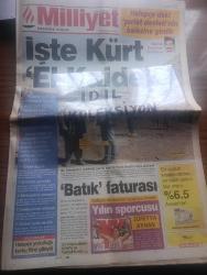 Milliyet Gazetesi - Turkish Newspaper - 6 Ocak 2003 - İşte Kürt El Kaidesi - örgütün liderlerinden Molla Muhammed Hasan Namık Durukan İle Kuzey Irak'ın Tora Bora'sı olarak anılan yerde Fotoğrafı - Halepçe'deki şeriat devleti'nin kalesine girdik - Bu Örgüt Talabani'nin kabusu - Mehmetçik'e kin beslemiyoruz - Ensar El İslam - Şevval Sam İstanbul Türkçesini unutuyorum bazen fotoğraf - Arzu Yanardağ sahnede Müge Oruçkaptan ile öpüşecek Fotoğrafı - Tel Aviv'de çifte bomba  - Irak savaşı gece olacak - yüzüklerin efendisi iki kule filmi Capitol ve Avşar sinemasında - televizyon programı - Milliyet yılı sporcusu 2002 -  2002'de tarih yazan Süreyya Ayhan Fotoğrafı - yılın futbolcusu Nihat Kahveci Fotoğrafı - yılın antrenörü Rıza Çalımbay - Yılın spor adamı Levent Bıçakçı - dünyada yılın sporcusu Schumacher - Fair Play ödülü Galatasaray başkanı Özhan Canaydın - Fenerbahçe teknik direktörü Oğuz Çetin Antalya'da Fenerbahçe'yi bilimsel çalıştırıyor Fotoğrafı - Aşkın Nur Yengi diyeti Fotoğrafı