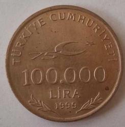 1999 100.000 LİRA HATIRA TÜRKİYE CUMHURİYETİ 75. YILI *2