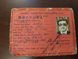1978 İSTANBUL ÜNİVERSİTESİ DOKTORA ÖĞRENCİ KİMLİK KARTI