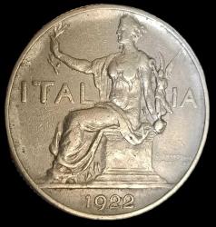 İtalya 1922 R 1 Lire 8gr