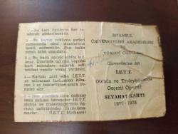 1978 İSTANBUL ÜNİVERSİTESİ ÖĞRENCİ KİMLİK KARTI