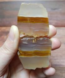 Şeffaf Bantlı Akik Çifti – Hardal Sarısı Bantlar | Doğal Katmanlı Plaj Manzaralı Kalsedon - Ağırlık: 70g - Benzersiz Koleksiyonluk Nadir Parça