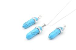 Hakiki Pandül Model Doğal Turkuaz Taşı Kolye Ucu