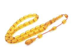 Serkan Başkan Yapımı Bilek Boy Halkalı İmameli Sarı Sıkma Kehribar Tesbih