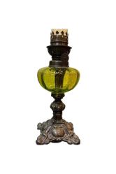 44 cm boyunda Fransız pirinç ve camdan gaz lambası