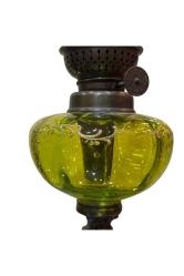 44 cm boyunda Fransız pirinç ve camdan gaz lambası