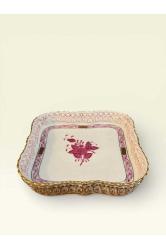 HEREND AJURLU EL YAPIMI PORSELEN SERVİS TABAĞI | 18x18 CM | EL BOYAMA | KOLEKSİYONLUK