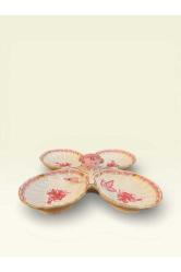 HEREND EL YAPIMI PORSELEN SUNUM TABAĞI 4'LÜ | 29x29x36 CM | EL BOYAMA | KOLEKSİYONLUK