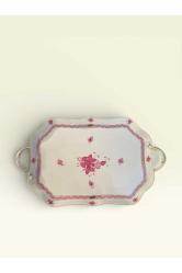 HEREND EL YAPIMI PORSELEN SERVİS TEPSİSİ | 46x30 CM | EL BOYAMA | KENARINDA UFAK KIRIK MECUT