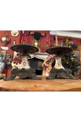 Bronz ve porselen‘den Fransız bir çift şamdan 14 cm boyunda 13 cm çapında