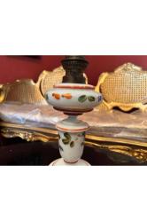 52 cm boyunda Fransız Opalin üzeri el boyaması gaz lambası