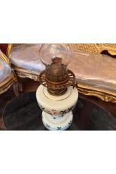 53 cm boyunda Fransız Opalin üzeri el boyaması gaz lambası