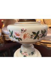 53 cm boyunda Fransız Opalin üzeri el boyaması gaz lambası