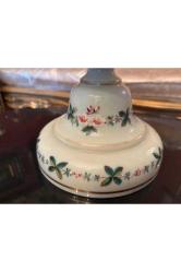 53 cm boyunda Fransız Opalin üzeri el boyaması gaz lambası