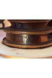 53 cm boyunda Fransız Opalin üzeri el boyaması gaz lambası