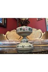 53 cm boyunda Fransız Opalin üzeri el boyaması gaz lambası