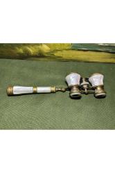 Fransız pirinç üzerine işlemeli opera dürbünü