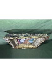 Ahşap çerçevesinde Avrupa Goblen pano 31,5 cm 26 cm ölçülerinde