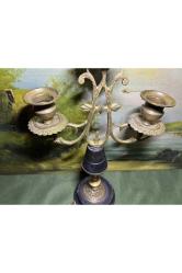 32 cm boyunda antika Avrupa pirinç şamdan