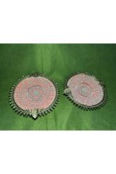 Düşük ayar gümüş ten camlı bir çift küllük 14 cm çaplarında