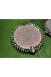 Düşük ayar gümüş ten camlı bir çift küllük 14 cm çaplarında