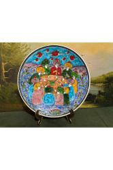 Marmara Çini Kütahya seramik tabak - duvar tabağı 25,5 cm çapında