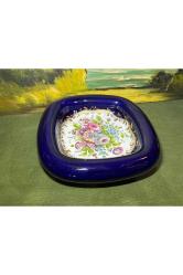 Limoges el boyaması büyük boy porselen küllük 19 cm 19 cm 4,5 cm ölçülerinde