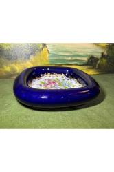 Limoges el boyaması büyük boy porselen küllük 19 cm 19 cm 4,5 cm ölçülerinde