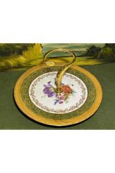 Limoges el boyaması porselen sunum tabağı 24,5 cm çapında