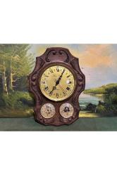 Ahşap kaidesinde antika fransız saat derece barometre ve higrometre 34 cm 24 cm ölçülerinde