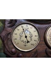 Ahşap kaidesinde antika fransız saat derece barometre ve higrometre 34 cm 24 cm ölçülerinde