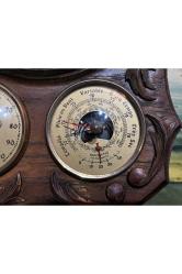 Ahşap kaidesinde antika fransız saat derece barometre ve higrometre 34 cm 24 cm ölçülerinde