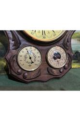 Ahşap kaidesinde antika fransız saat derece barometre ve higrometre 34 cm 24 cm ölçülerinde