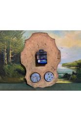 Ahşap kaidesinde antika fransız saat derece barometre ve higrometre 34 cm 24 cm ölçülerinde