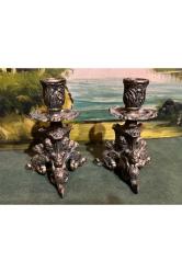 12,5 cm boylarında bir çift Avrupa pirinç şamdan