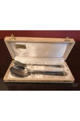 Fransız G.morel kutusunda gümüş kaplama çatal ve kaşık - kutu ölçüleri 21,5 cm 9,5 cm